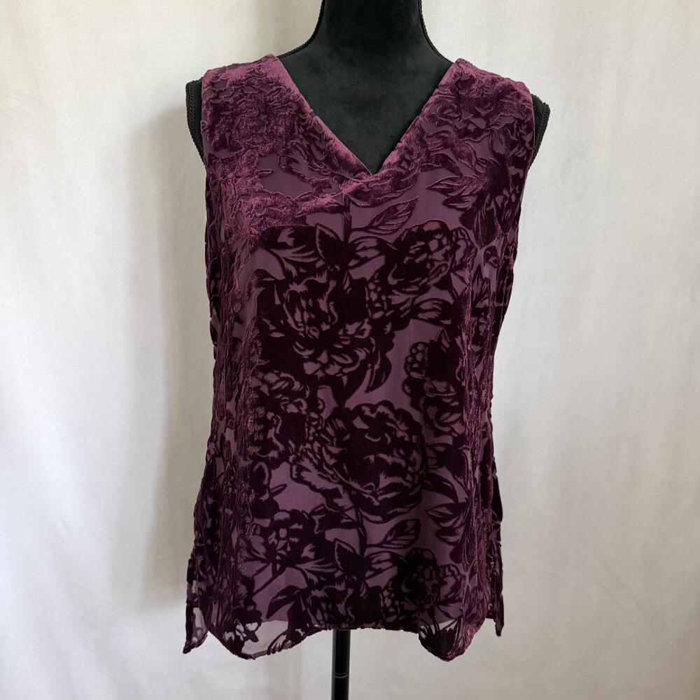 White House Black Market Womens 6 Floral Burnout Velvet Lined Top Whimsigoth